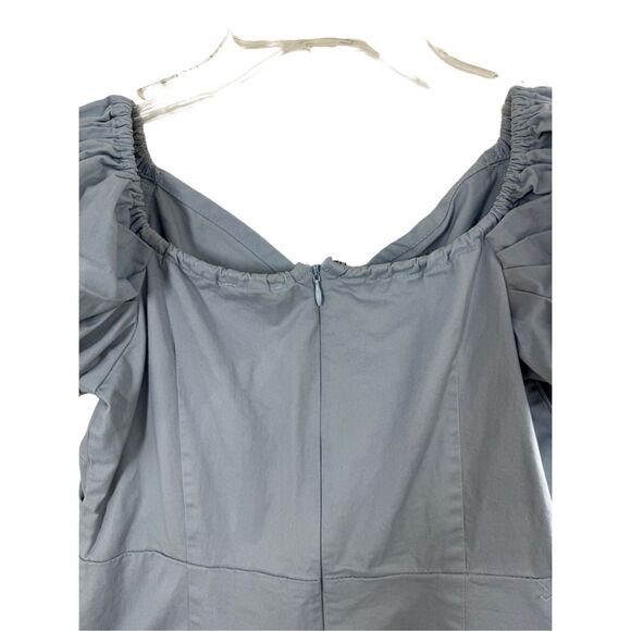 Superdown Blue Short Puff Sleeve Mini Dress Size M V-neck Party - Picture 4 of 11